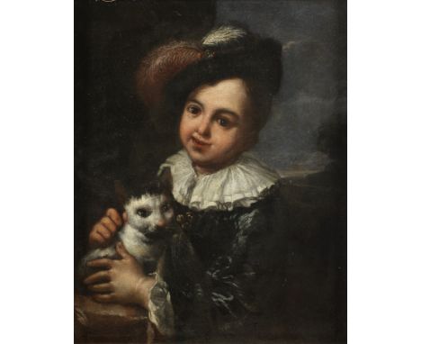 Antonio Mercurio Amorosi (Communanza 1660-1738)Portrait of a girl, half-length, holding a cat oil on canvas40.4 x 33.1cm (15 