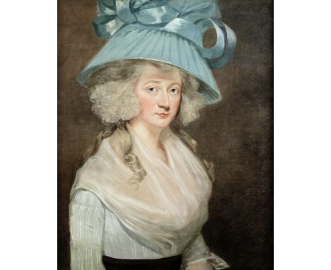 Circle of Mather Brown (Boston 1761-1831 London)Portrait of a lady, said to be Barbara Yelverton, bust-length,  wearing a lar