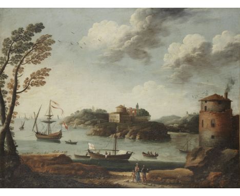 Venetian School, 18th CenturyA Mediterranean inlet with shipping at anchor; and A Mediterranean coastline with a palace on a 