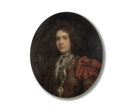 Circle of John Riley (London 1646-1691)Portrait of a gentleman, bust-length, in a brown coat oil on canvas, oval 75.5 x 63.2c