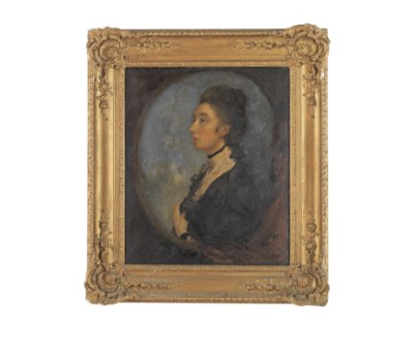 Manner of Thomas Gainsborough, R.A., 19th CenturyPortrait of a lady, said to be the artist's daughter Margaret, within a drap