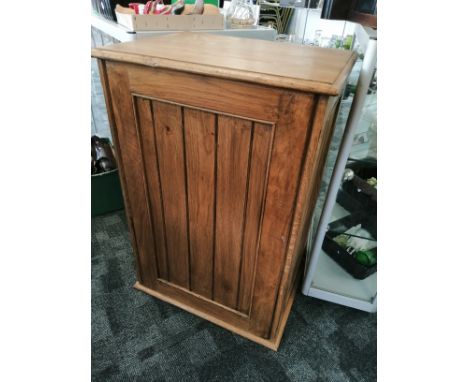 A contemporary oak three quarter height square bookcase, with panelled sides, moulded top fitted with a single shelf, 58cm x 