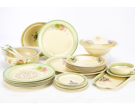 A collection of Clarice Cliff&nbsp;Sundew&nbsp;pattern dinnerware, of banded moulded decoration with floral design including 
