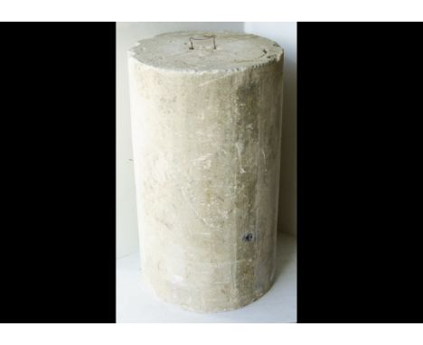 A large sandstone plinth, from a garden roller of cylindrical form with open rectangle aperture to centre now used as a plint