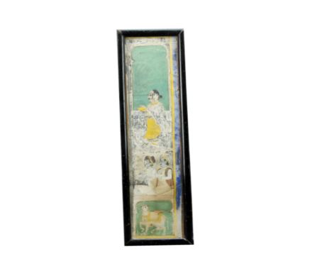 A 19th Century Indian watercolour, Priest from Nathdwara within arched surround, image size 45cm x 12cm Faded