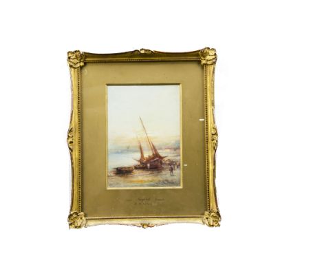 R M Lloyd, pair of watercolours, Near Seaford Sussex, Near Newhaven signed bottom right, framed and glazed, gold mounted with