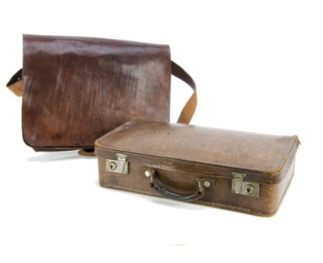 A vintage crocodile skin effect leather suitcase, with chrome fittings and leather handle, 42cm wide x 24cm deep x 11cm high,