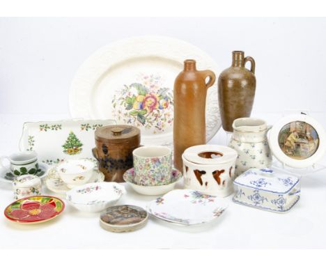 A collection of miscellaneous ceramics, including two pot lids, including The Pair, a Staffordshire 19th Century cup and sauc