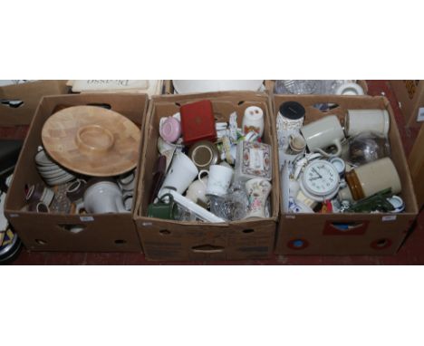 Three boxes of miscellaneous to include Royal Worcester, Wedgwood, glassware etc.