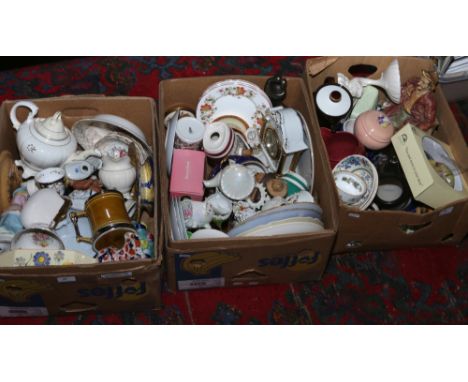 Three boxes of miscellaneous to include Shelley, Royal Doulton Beswick, Masons, etc.