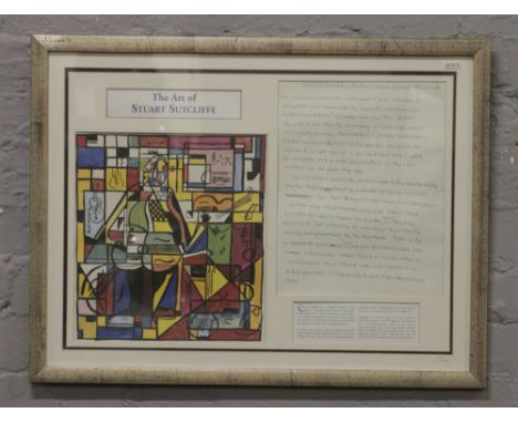 A framed limited edition The Art of Stuart Sutcliffe print, cubism portrait of Elvis Presley.