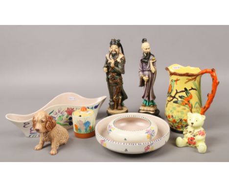 A group of ceramics to include Poole, Clarice Cliff, Old Tupton ware etc.