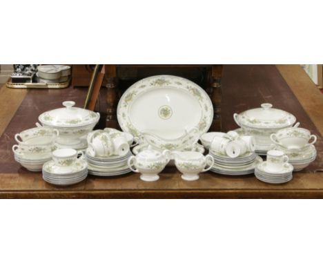 A comprehensive Wedgwood bone china tea / dinner service in The Petersham design including tureens, plates, serving plates, c