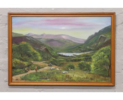 Howard Poucher after the S. R. Percy original, framed oil on board a view of Rydal Water Westmorland, 49.5cm x 75cm.