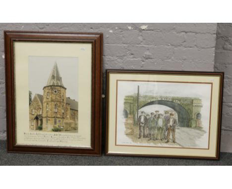 R. C. Dungworth, a framed mining watercolour titled Miners Strike 1926 38cm x 54cm along with a framed photograph of Wickersl