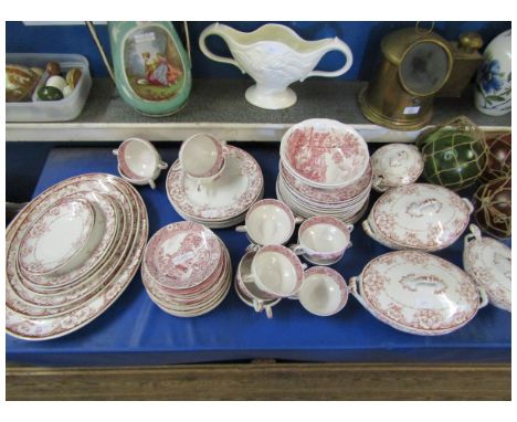 PART SET OF ALFRED MEAKIN NORMANDY PATTERN SET OF PLATES, SIDE PLATES, TOGETHER WITH A WEDGWOOD RIVER SCENE TWO-HANDLED SOUP 