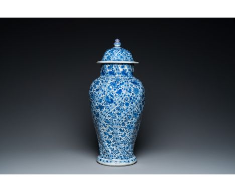 Full title: A Chinese blue and white vase and cover, KangxiDescription:H.: 53 cm