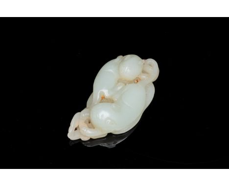 Full title: A Chinese 'twin cat' carved jade pendant, QingDescription:L.: 9 cm  Weight: 95 grams