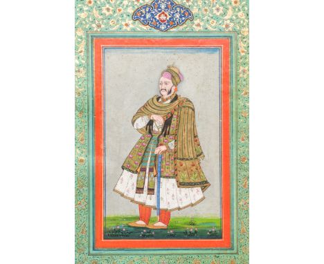 Full title: Indian school, miniature: 'Portrait of sultan Abdullah Qutb Shah'Description:Dim.: 30,5 x 19,5 cm (the frame)Dim.