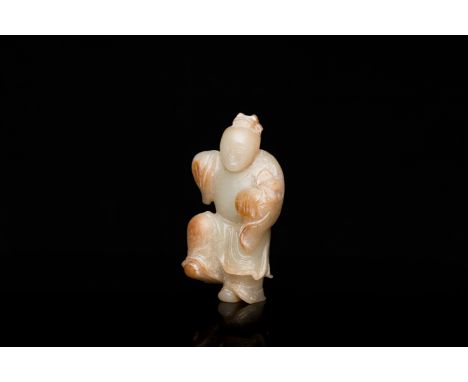 Full title: A Chinese jade sculpture of a boy, 18/19th C.Description:H.: 9 cm  Weight: 157 grams