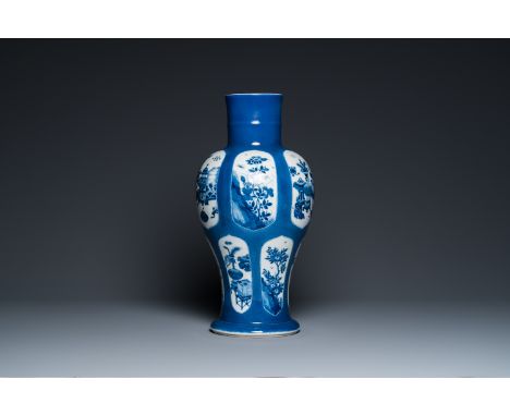 Full title: A Chinese powder-blue-ground 'antiquities' vase, KangxiDescription:H.: 45 cm