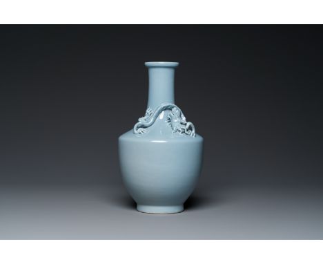 Full title: A Chinese monochrome clair-de-lune-glazed vase, Yongzheng mark, RepublicDescription:H.: 31 cm