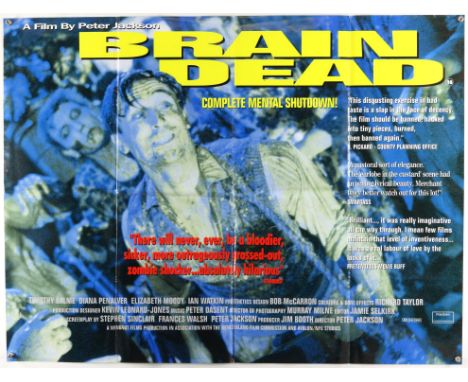 Brain Dead (1992) British Quad film poster, for the New Zealand zombie horror-comedy written, produced & directed by Peter Ja