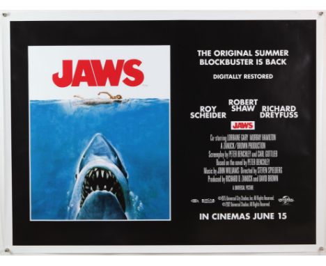 Jaws (R-2012) British Quad film poster, directed by Steven Spielberg, Universal, rolled, 30 x 40 inches. 