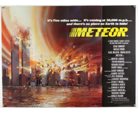 10 British Quad film posters from the 1970s, including Meteor (with Tom Beauvais artwork) (1979), The Odessa File (1974), Mid