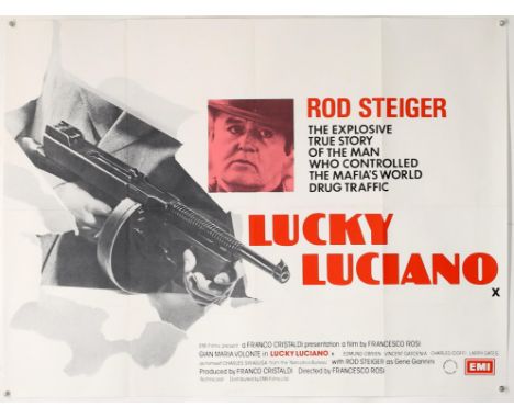 8 British Quad film posters including Lucky Luciano, The Affair, Dog Soldiers, Stick Up, Silent Movie, High Anxiety, Big Slee