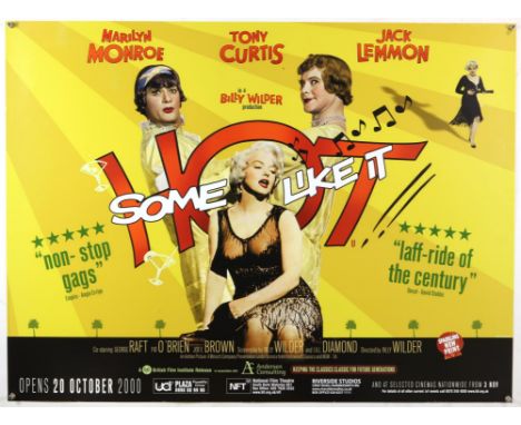 Some Like It Hot (R-2000) British Quad film poster, starring Marilyn Monroe, Tony Curtis & Jack Lemmon, rolled, 30 x 40 inche