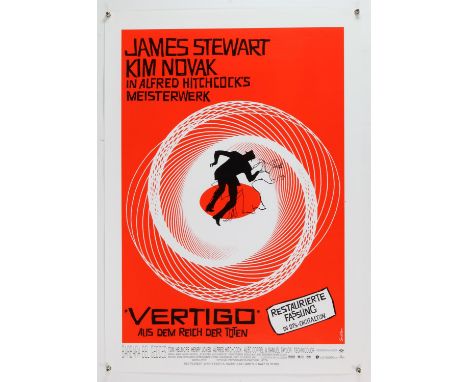 Vertigo (R-1996) German A1 film poster, Alfred Hitchcock classic with Saul Bass artwork, rolled, 23 x 33 inches. 