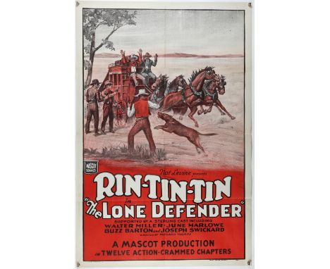 The Lone Defender (R-1930's) US One Sheet film poster, starring Rin Tin Tin the dog, folded, 27 x 41 inches. 