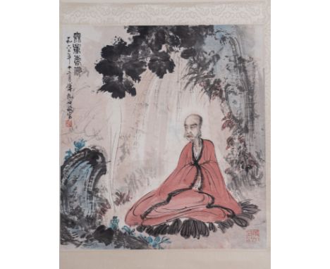 Chinese Art A scroll painting depicting seated BuddhaChina, dated December 1962. . .