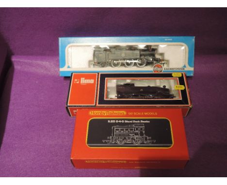 A Airfix 00 gauge 2-6-2 tank locomotive 6167, boxed, a Hornby 00 gauge 0-4-0 Diesel Dock Shunter, boxed R253 and a Lima 0-6-0