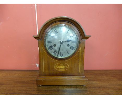 An Edward VII inlaid mahogany mantel clock