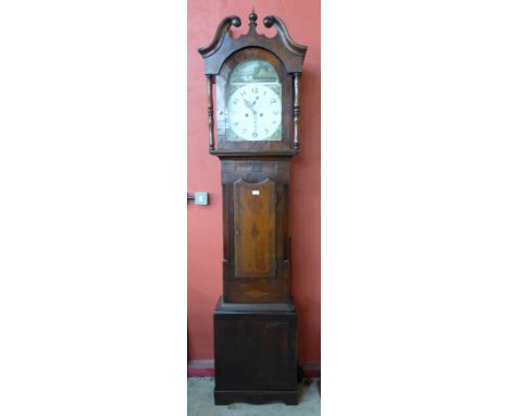 A 19th Century oak and mahogany 8-day longcase clock