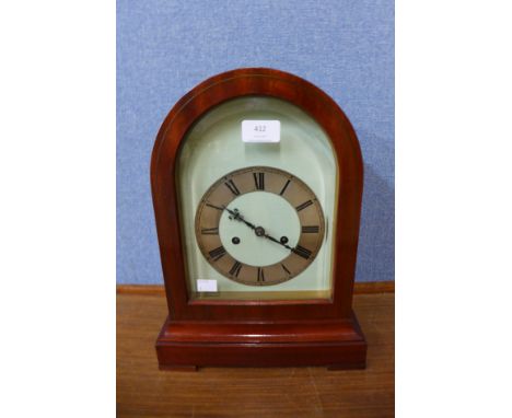 A German Gustav Becker mahogany mantel clock