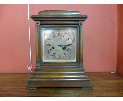 A German H.A.C. Wurttemberg oak 14 day mantel clock