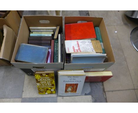 Two boxes of clock related books