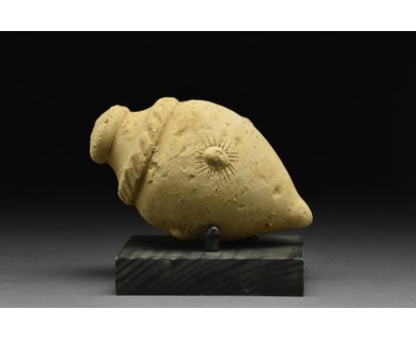 Ca. 800-1000 AD  A ceramic grenade also referred to as "Greek Fire”. This hollow ceramic vessel consists of a piriform body, 