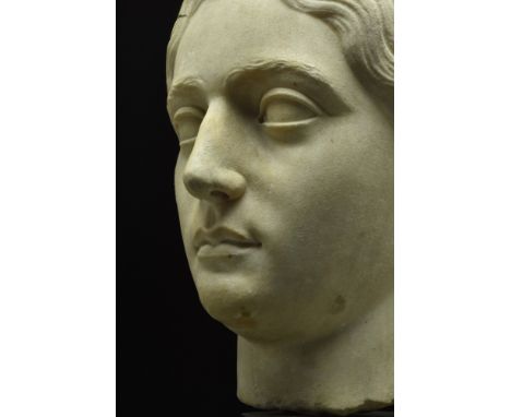 Roman / Early Renaissance 200 AD or later. Depicted with youthful, idealising features, her oval face gently sloping to the p