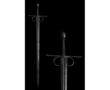 Ca. 1425-1510 AD  An ‘Espada de Ropera’, an iron Spanish-made rapier featuring pommel like a perfectly formed ’Olive’ that dr