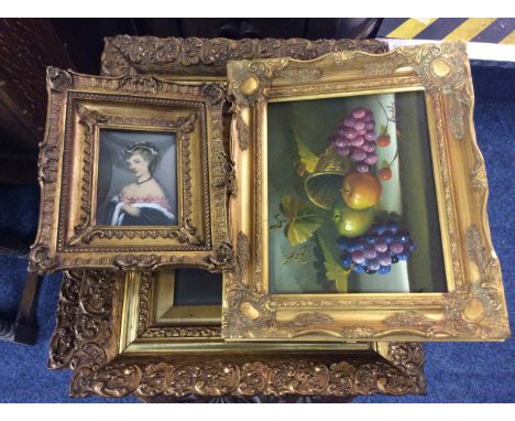 A selection of prints with paint highlights, portraits and still life