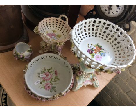 A selection of ceramic ware to include centre piece and decorative floral bowl.
