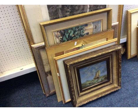 Eight framed prints and oil paintings.
