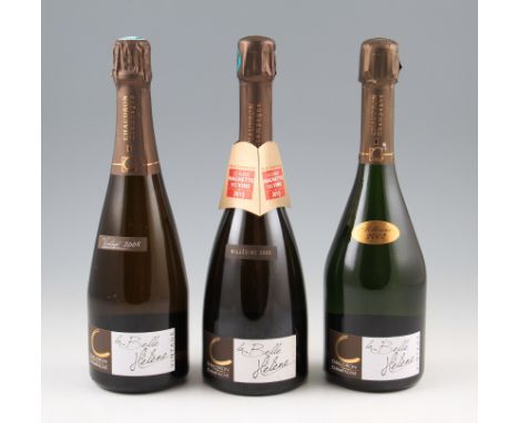 *Champagne Chaudron La Belle Helene. 3 bottles. 1 each of Vintage 2002, 2005 & 2008. Gift box. France.