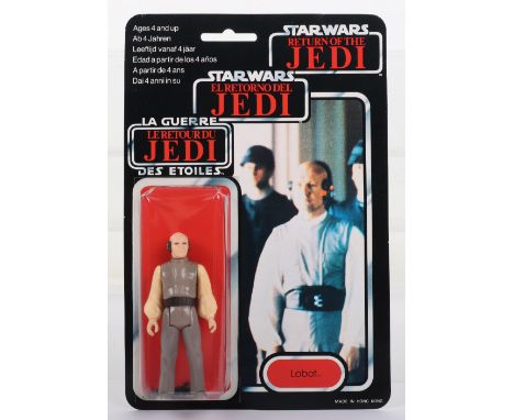Palitoy General Mills Star Wars Tri Logo Return of The Jedi Lobot Vintage Original Carded Figure, 3 ¾ inches mint, factory se