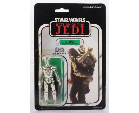 Palitoy General Mills Star Wars Return of The Jedi C-3PO (Removable Limbs) Vintage Original Carded Figure, 3 ¾ inches mint, f
