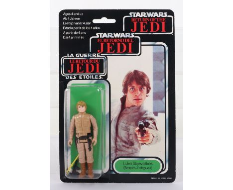 Palitoy General Mills Star Wars Return of The Jedi Tri Logo Luke Skywalker (Bespin Fatigues) Vintage Original Carded Figure, 